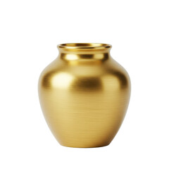 Shiny golden urn on a plain background, highlighting its elegant design and smooth finish