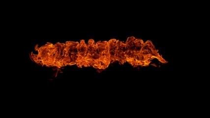 Super slow motion of fire flames isolated on black background . Filmed on high speed cinema camera at 1000 fps - Powered by Adobe
