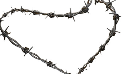Barbed metal steel wire isolated on a transparent background