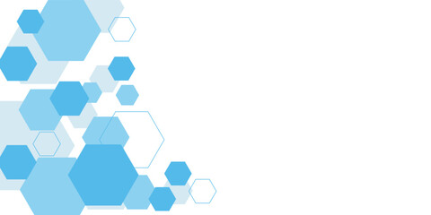 Abstract blue hexagon banner background.