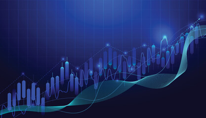 Stock market investment trading growth chart. business investment graph with bright light line wave illustration technology vector on financial background.