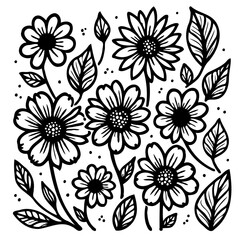 Elegant floral arrangement in black and white for digital design and decoration