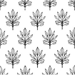 Elegant botanical seamless pattern featuring stylized leaves in a minimalist design