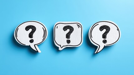 The Creative Display of Question Marks in Speech Bubbles on Blue Background