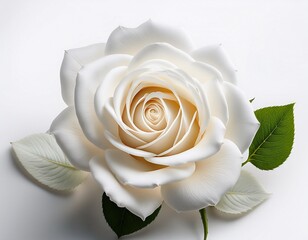 delicate white rose blossom on pure white background botanical white
