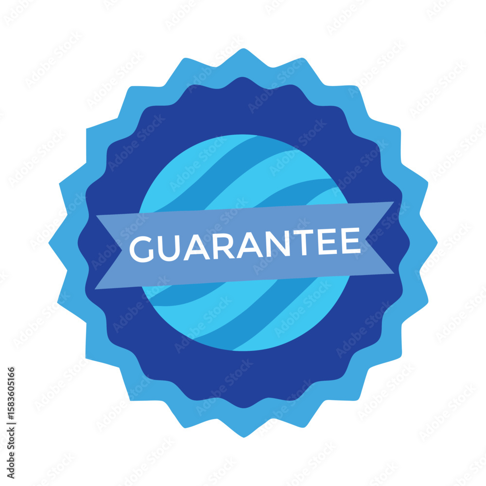 Fototapete blue guarantee seal design with layered lines and text on white background badge light blue