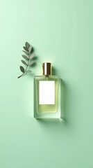 Light Sage Christmas Perfume Mockup with Dried Leaf Accent