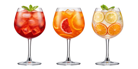 Negroni, Aperol Spritz, Gin Tonic, Sangria Cocktail PNG Set &ndash; Transparent Drink Bundle for Bar Menu Design
Colorful Cocktails PNG Bundle &ndash; Negroni, Aperol Spritz, Gin Tonic, Red & White Sangria in Gla