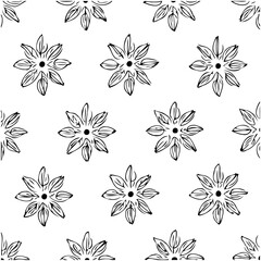 Hand-drawn floral seamless pattern with a modern, delicate design style