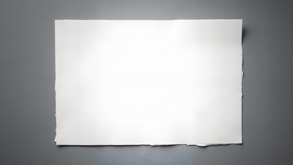A piece of torn white paper on gray background