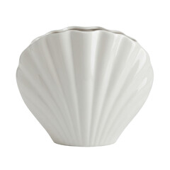 Fototapeta premium Elegant white shell-shaped vase on a plain background, ideal for home decor