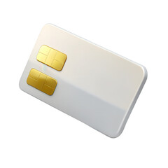 Modern white sim card with gold contacts isolated on transparent background