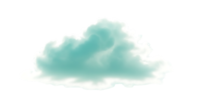 Abstract Teal Cloud, Soft, Dreamy, Isolated, Digital Painting,  Weather Element, Design Resource,  Transparent Background.
