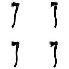 Axe Silhouette Icon Set – Black Woodcutting and Tool Vector Collection