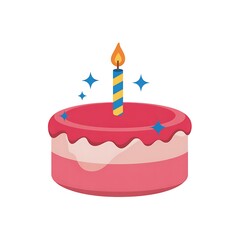 Pink cake with candle and stars birthday cake celebration
