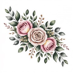 Pink and cream roses with green leaves pink roses floral arrangement