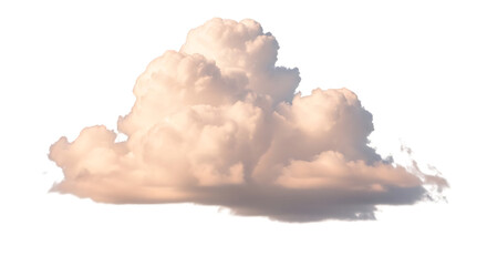 Isolated Fluffy Cumulus Cloud; Soft, Pastel Pink Hues; Dreamy, Serene Atmosphere; Perfect for Design Elements.