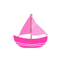 Doodle ship summer boat sea cute small holiday that can be used for sticker, book, scrapbook, icon, decorative, e.t.c with aesthetic pink colorful color