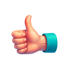 Cartoon Hand Giving Thumbs Up; Positive, Approving Gesture; Teal Cuff; Digital Illustration