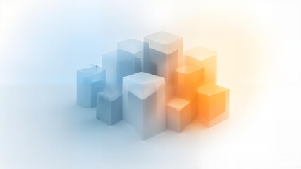Obraz premium Abstract digital graphic of blue and orange cubes