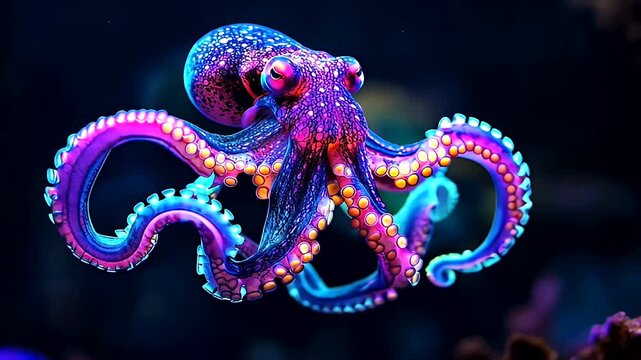 Vibrant octopus in vibrant colors.