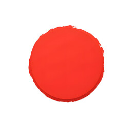 Red circle mark on white background.
