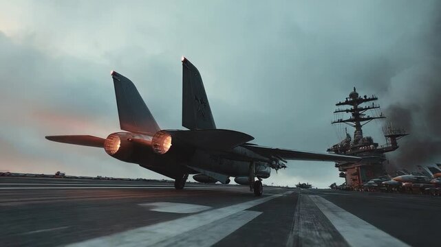 F-14 Tomcat on Aircraft Carrier Deck