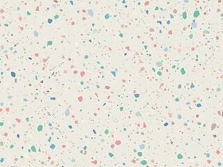Seamless light cream background with scattered pastel pink blue and green terrazzo fragments