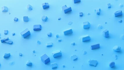 Blue cubes floating on blue background
