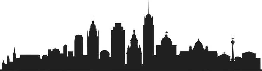 City Skyline Silhouette Vector &ndash; Urban Landscape with Famous Buildings Illustration