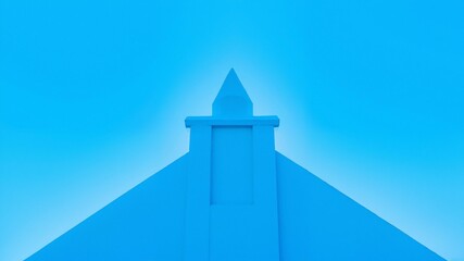 Blue pyramid structure with pointed top