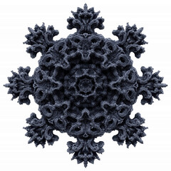 Intricate 3D Fractal Snowflake Design on Blue and White Striped Transparent background