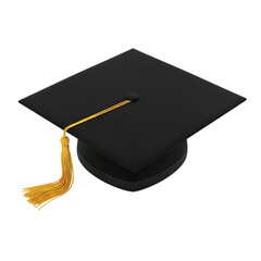 Black Graduation Cap with Gold Tassel: Achievement, Success, Education Concept