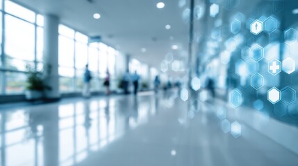 The high-tech corridor showcasing modern healthcare innovations and digital connectivity.