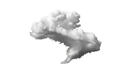 Dramatic Monochrome Cumulus Cloud, Isolated on Black Background, Abstract Weather Image, Textured, Design Element