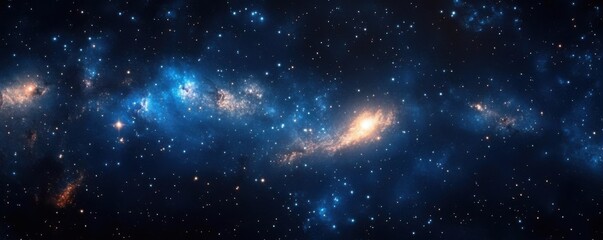 Naklejka premium A dark blue background with stars- galaxies- and space dust. Viewing the universe in an abstract manner.