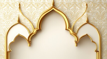 Ornate gold arches on cream background