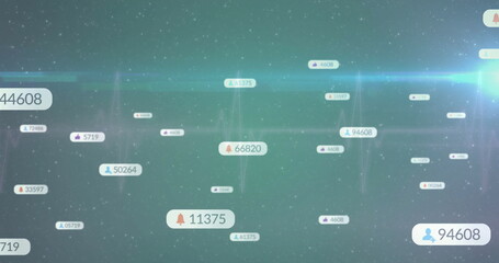 Floating notification metric label showing 11375 in digital space, with waveform streak and icons