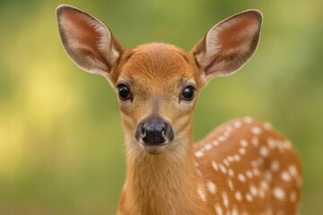Fototapeta premium A young deer's gentle curiosity meets the lens of nature