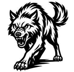 Fierce Wolf in Black and White