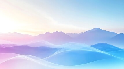 Obraz premium Pastel mountainscape with soft, flowing lines