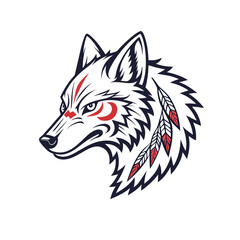 Obraz premium Fierce Glowing Eyes Wolf Illustration