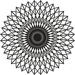Fototapeta premium Abstract Geometric Mandala Design – Black Circular Line Art Vector