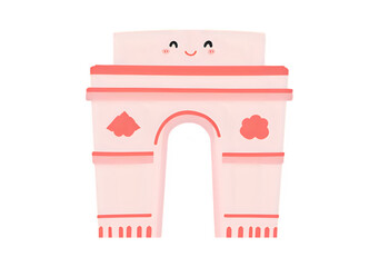 graphic of the India Gate with a happy face