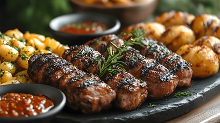 Western Food Photography: Gourmet Steak with Seasonal Vegetables and Wine Pairing for Fine Dining Presentation