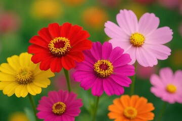 A close-up of a mesmerizing array of flowers in full bloom, their vivid colors and delicate petals creating a harmonious symphony of beauty