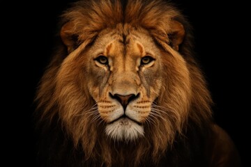 The lion's gaze pierces through the darkness