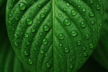 A Close-Up of Water Droplets on a Lush Green Leaf