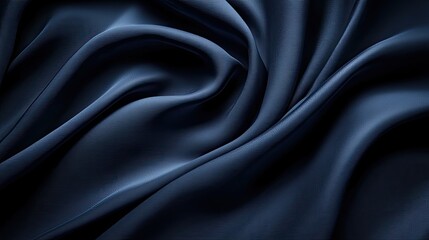 Fototapeta premium Smooth Dark Blue Fabric Texture with Elegant Wavy Drapery