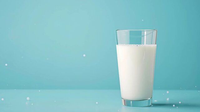 Glass of fresh milk with splashing effect and copy space